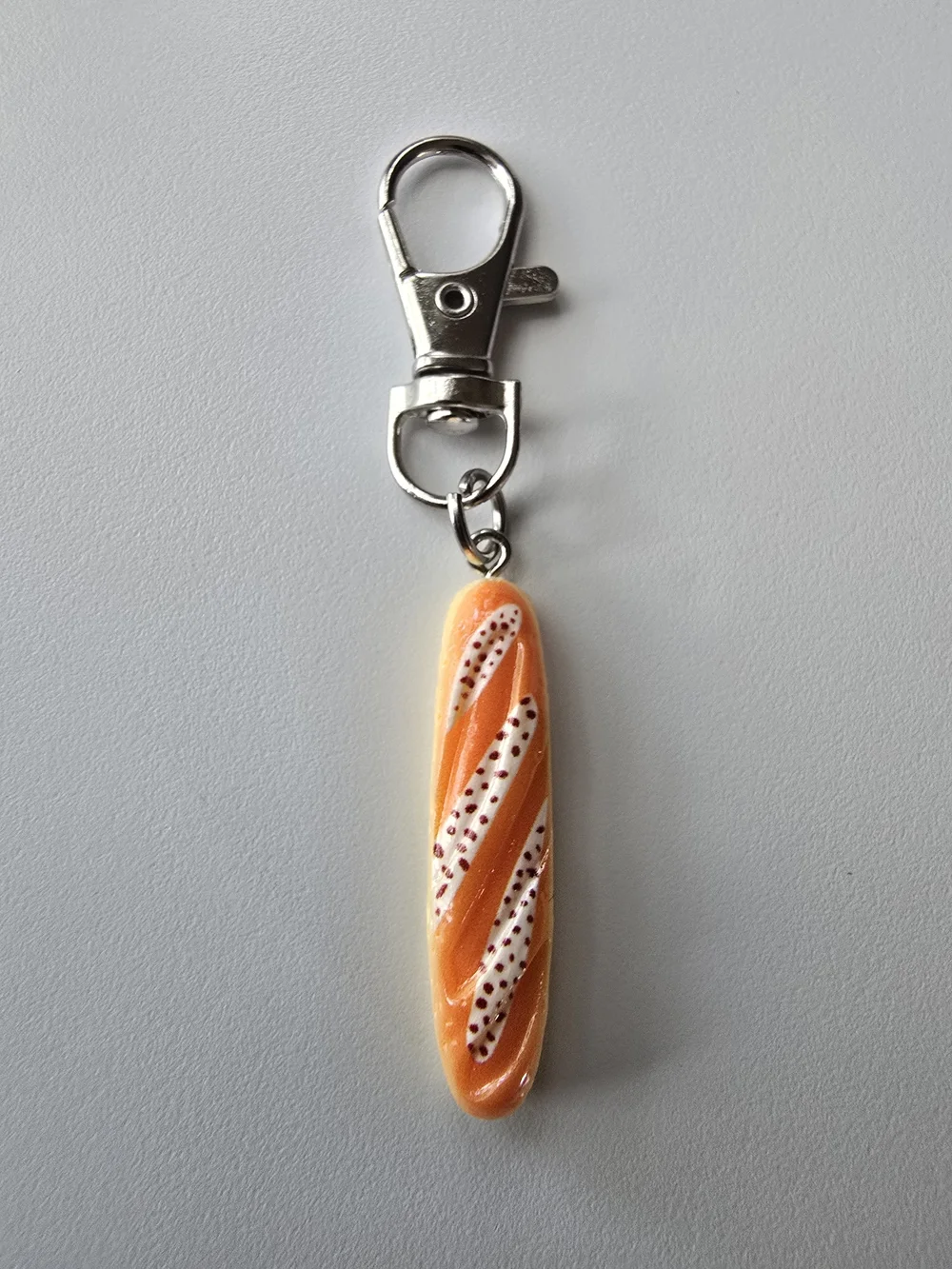 Set of 3 Orange Baguette Keychain Charms
